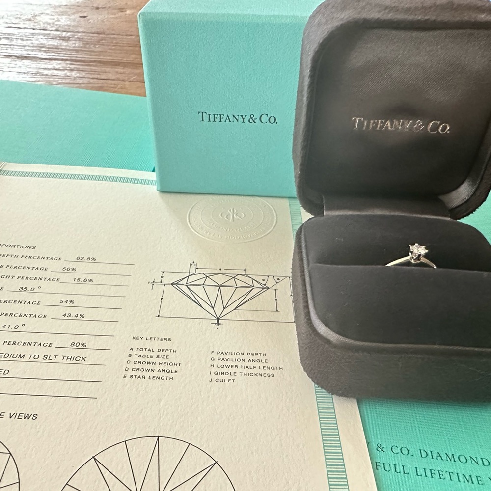 NEW Tiffany&Co. Sz 6 Platinum VS1 Round Brilliant Diamond Ring w/Paperwork - Picture 5 of 13